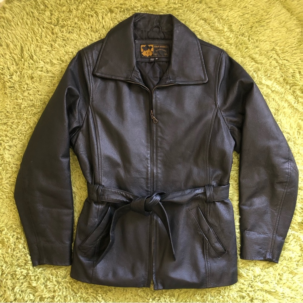 Vintage Black Leather Coat